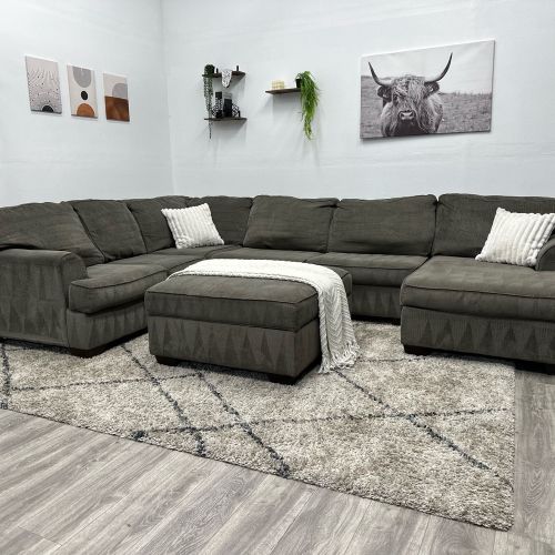 Grey Sectional Couch with Ottoman - Free Delivery