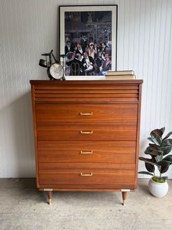 ✨ Stunning Walnut Mid Century Modern Tallboy Dresser