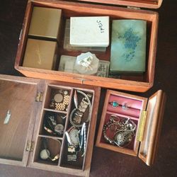 Three Jewelry Boxes. Watches, Sterling, Jewels And More