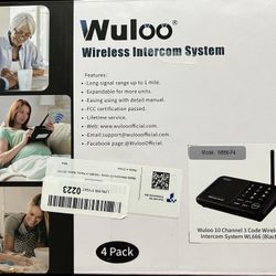 New Wuloo Wireless Intercom System 4 Pack 