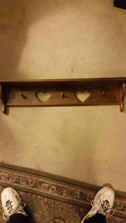 36 inch brown wooden mantle coat rack