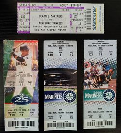 Seattle Mariners vs. New York Yankees Ticket Stubs (2002-2005) — Lot of 4