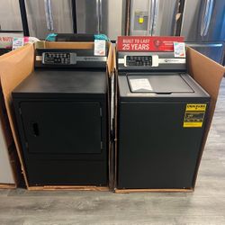Brand New In Box Speed Queen TR7 Washer With Agitator & DR7 Gas Dryer Laundry Pair With 7 Years Warranty In Matte Black 🖤 ( Call For Pricing 📱 ) 