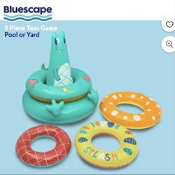 Bluescape 5 PIECE INFLATABLE TOSS GAME & Float Set• Child Ring Toss Multi-Color Unisex Pool Game 63inL×60 H