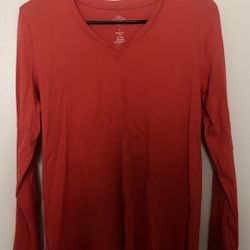 St. John's Bay Red V-Neck Long Sleeve Top