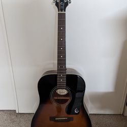 Epiphone Acoustic Guitar With Case, Tuner, Picks