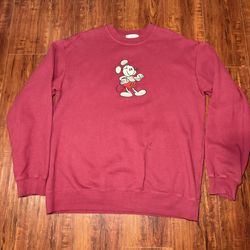 Disney Parks Mickey Mouse Genuine Mousewear Sweatshirt Sz Large Red Preowned!! 