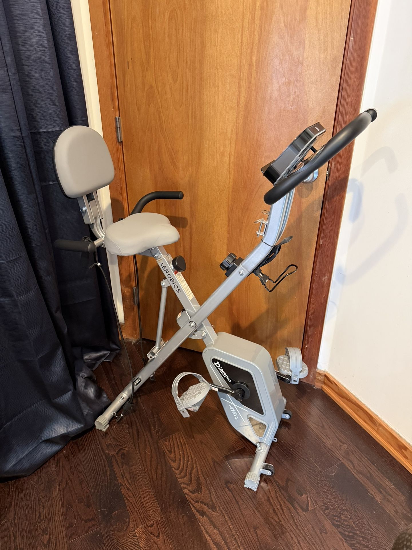 Pooboo Folding Exercise Bike With Resistance Bands