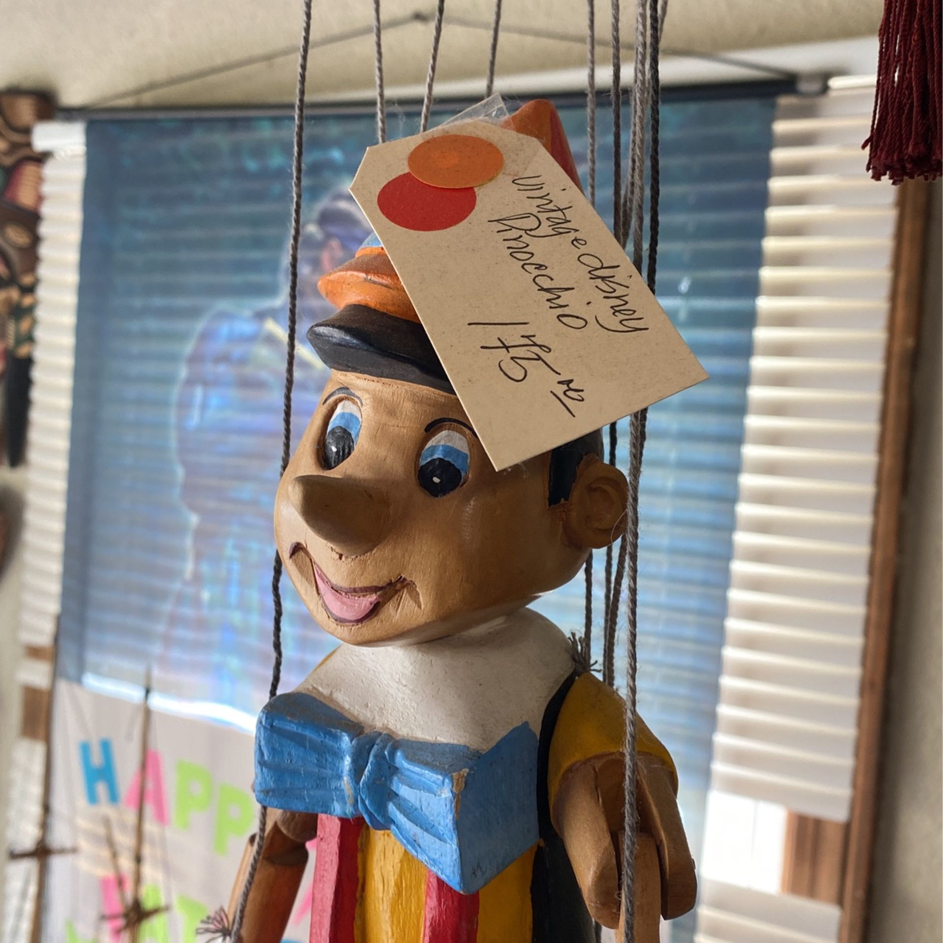 RARE Vintage 1970’s Wooden Handmade Pinocchio Puppet Marionette