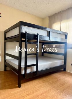 Solid Wood Full Bunk Bed With Both Mattresses $700
