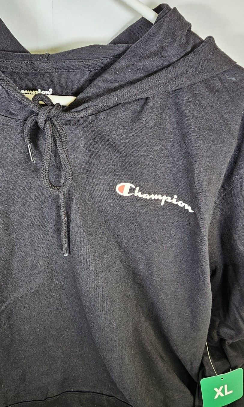 New CHAMPION Men's Black Jersey Pullover Sweatshirt - Size XL