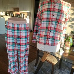 Kids L Flannel Pajama Set. Cat & Jack.  100% Recycled Polyester.