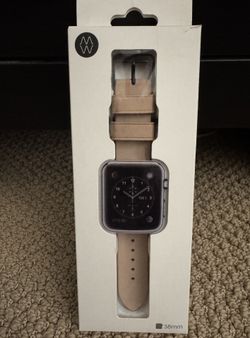 Monowear Creme Leather Band with Matte Dark Gray Adapter for 38mm Apple Watch