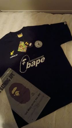 BAPE World Gone Mad Logo Tee – Black (Size L)