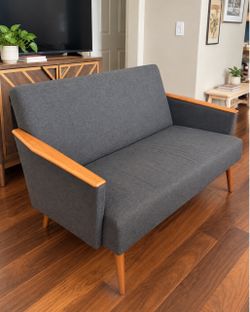 Gray Mid Century Modern 2-Seat Loveseat Sofa