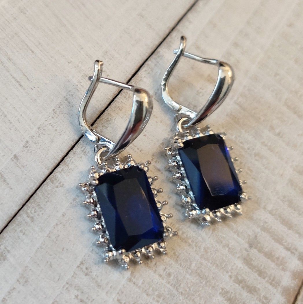 Blue Sapphire Dangle Earrings