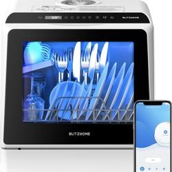 New Blitzhome Portable Dishwasher Countertop, WIFI Smart Compact Dishwasher, 5L Built-in Water Tank