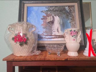 Ceramic Poinsettia Vase with Handles