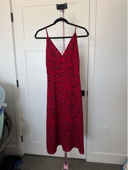 Red leopard midi dress