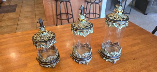 3-Piece Decorative Glass Canister Set