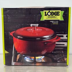 Lodge 6 Qt Red Enameled Cast Iron Dutch Oven Porcelain Lid EC6D43 NEW 5.7L Pot