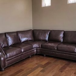 BERNHARDT LEATHER SECTIONAL - 100% TOP GRAIN LEATHER -