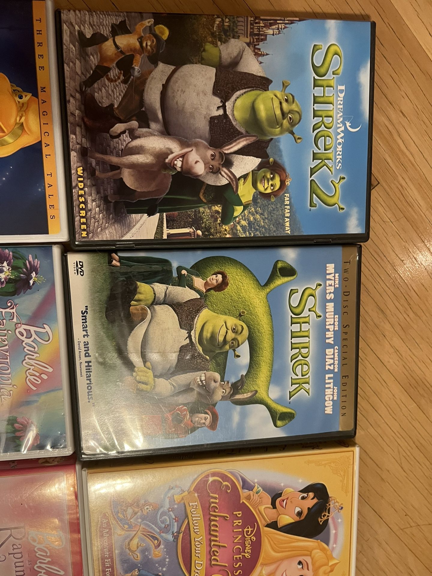 Barbie,Shrek,Disney Princess,Cinderella DVD’s