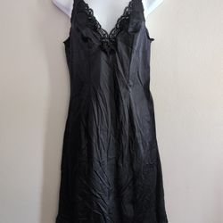 Vintage Black Lace Trim Slip Dress Vassarette 