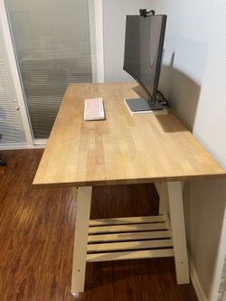 Solid wood IKEA birch desk MÅLSKYTT / MITTBACK 55 1/8x23 5/8 