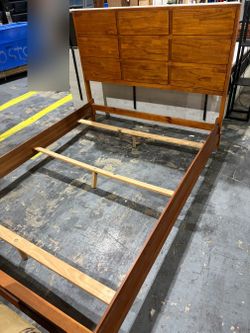 Queen Wood Bed Frame with Panel Headboard