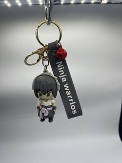 Ninja Warriors Anime Character Keychain, Black and Grey Figure