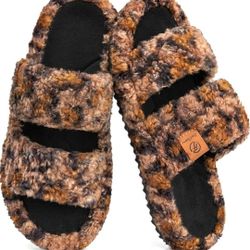 EverFoams Womens Fuzzy Open-toe Slippers Soft Comfy Memory Foam Indoor House Shoes
Size 5-6