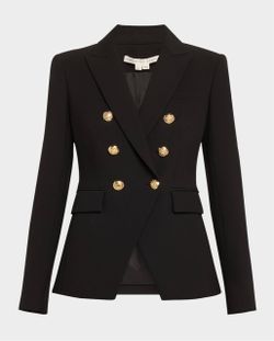 Veronica Beard Black Miller Dickey Double-Breasted Blazer