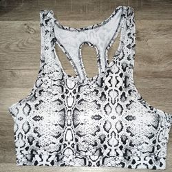 New Snake Print Sports Crop Tom M / Blusa De Print De Bibora Nueva M