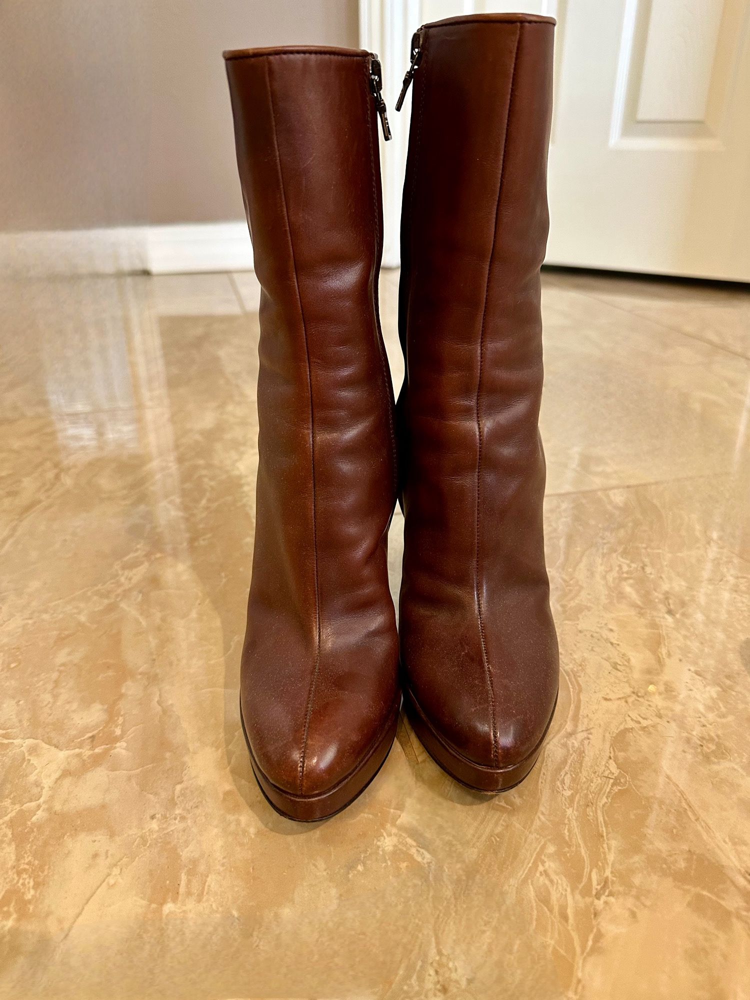 Prada Mid Calf Platform Boots