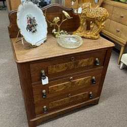 Antique 19th Century Burled 3 Drawer Cabinet