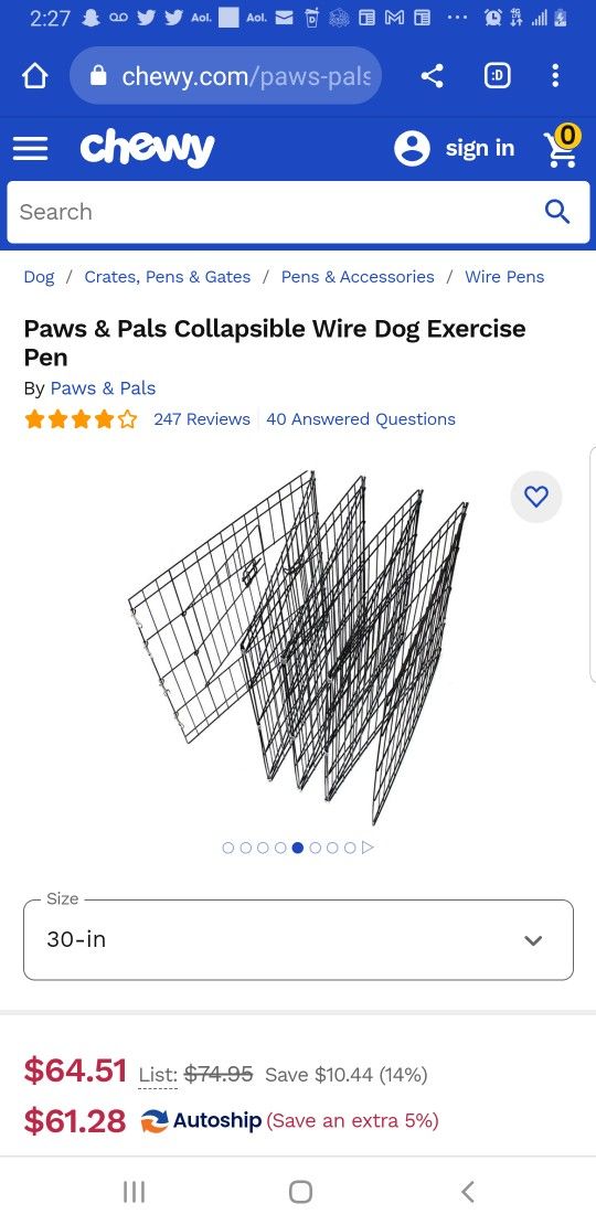 Collapsible Dog Pen Each Panel Is 24in Wide 30in Tall
