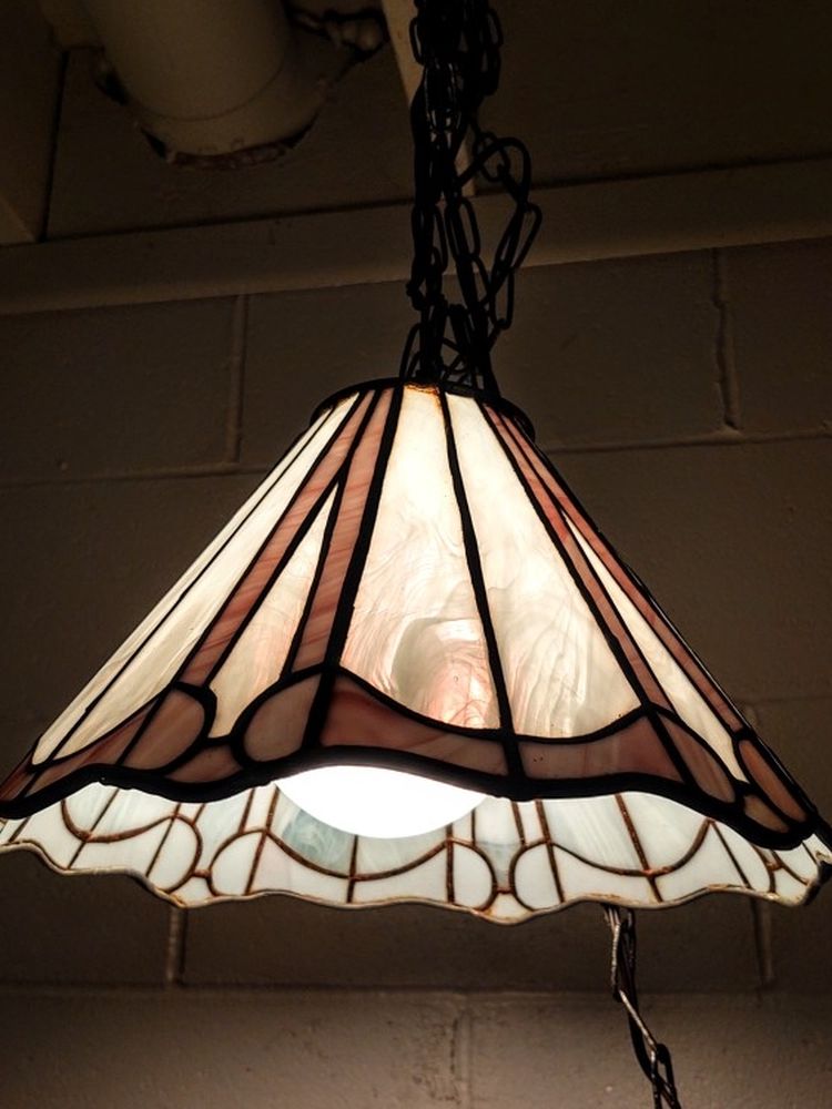 Vintage Leaded Glass Pendant Light