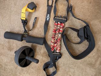 Home Gym Bundle: Nordic Curl Door Strap, Hip Thrust Belt, INNSTAR Bands & Ab Wheel