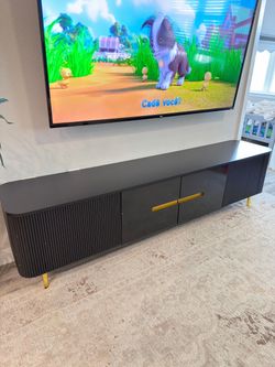 Modern Black TV Stand / Entertainment Center with Storage