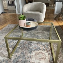 Gold Glass Coffee Table 