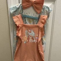 2 Disney Princess Little Girl Rompers 0-3 Months 