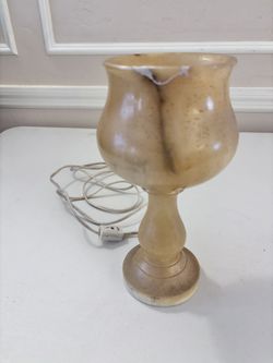 Vintage Alabaster / Stone Accent Lamp – Small Table Lamp