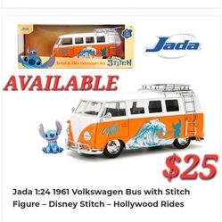 Jada 1:24 1961 Volkswagen Bus with Stitch Figure – Disney Stitch – Hollywood...