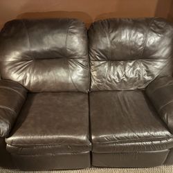 Chocolate Brown Leather Loveseat