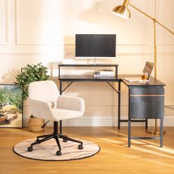 Homy Casa Essoda L-Shaped Computer Desk 49" Reversible Corner Workstation with Storage