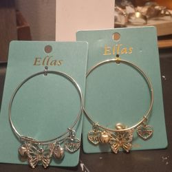 2 Hear/butterfly Charm Adjustable Bracelets