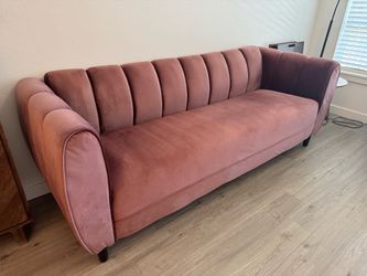 3 Seat Velvet Sofa — Light Mauve