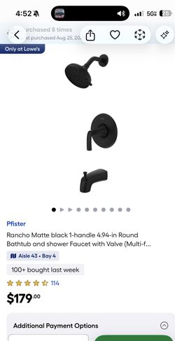 Pfister Rancho Matte Black Shower Tub Kit