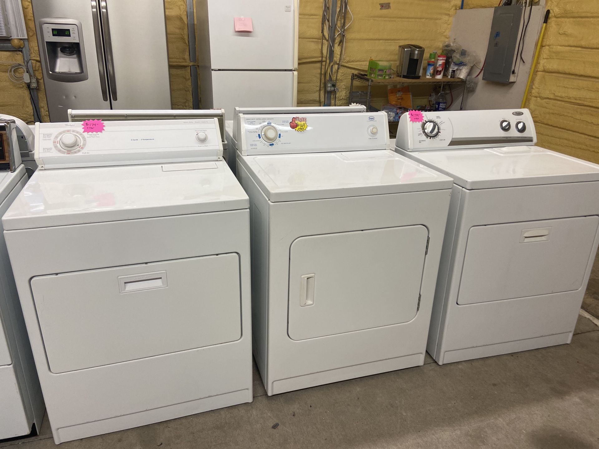 WHIRLPOOL AND ROPER DRYERS FROM $269